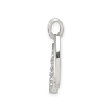 Sterling Silver W Initial Pendant with Cubic Zirconia, Alphabet Letter Charm for Women