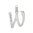 Sterling Silver W Initial Pendant with Cubic Zirconia, Alphabet Letter Charm for Women