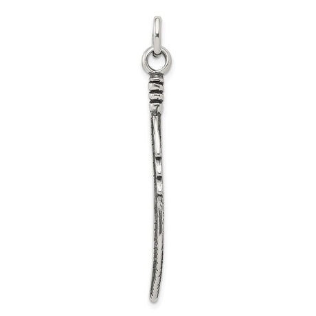 Sterling Silver Feather Pendant with Etched Detail, Boho Tribal Nature-Inspired Design