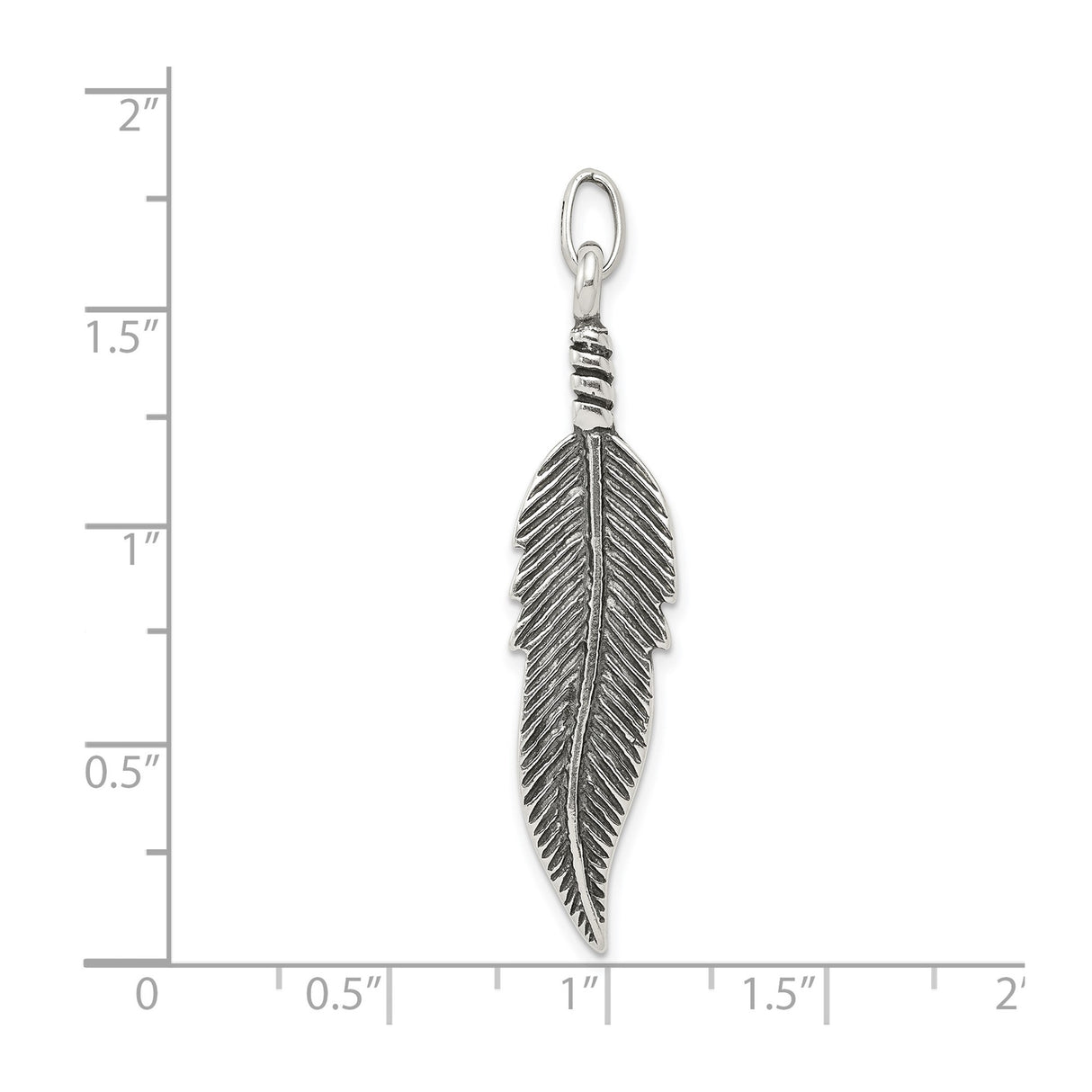 Sterling Silver Feather Pendant with Etched Detail, Boho Tribal Nature-Inspired Design