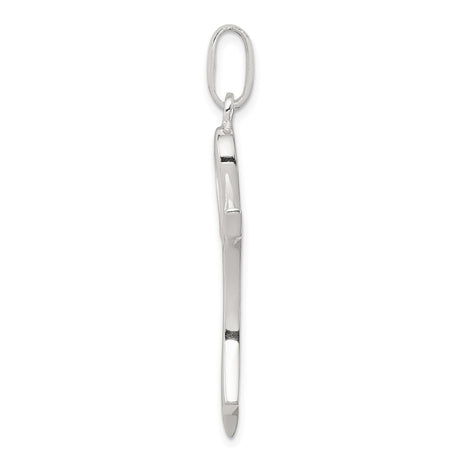 Sterling Silver Cross Pendant with Heart Design, Polished Modern Faith Jewelry for Men and Women