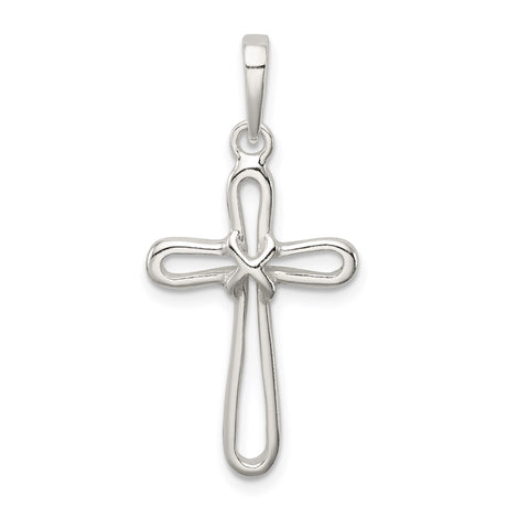 Sterling Silver Open Knotted Cross Pendant, Minimal Unisex Faith Jewelry