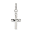 CZ Faith Cross Clip-on Charm Pendant in Real 925 Sterling Silver