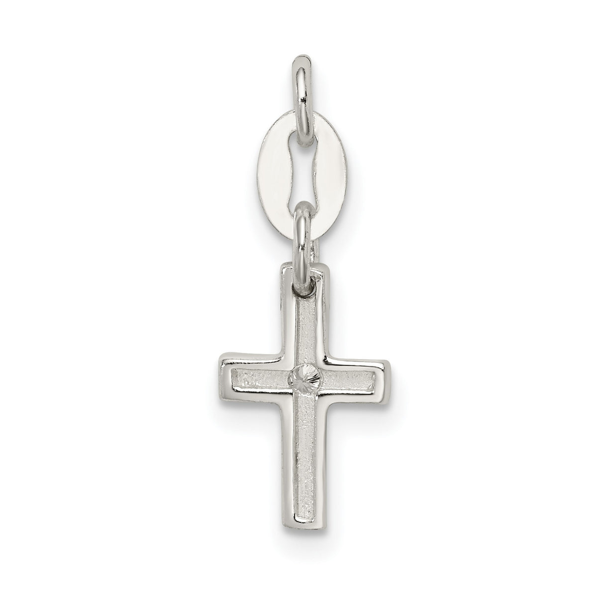 CZ Polished Cross Charm Pendant in Real 925 Sterling Silver