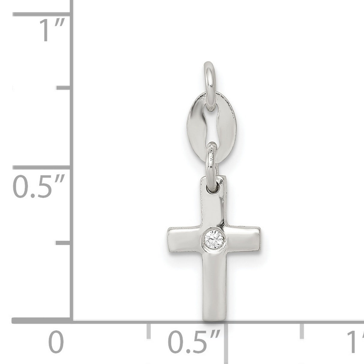 CZ Polished Cross Charm Pendant in Real 925 Sterling Silver