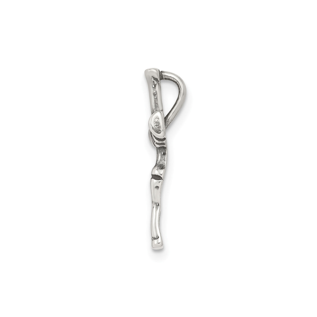 Sterling Silver Cross Pendant with Rustic Rope Slide and Oxidized Matte Finish