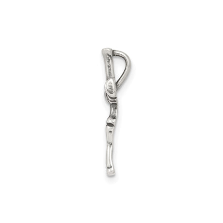 Sterling Silver Cross Pendant with Rustic Rope Slide and Oxidized Matte Finish