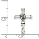 Antiqued Cross Chain Slide Charm Pendant in Real 925 Sterling Silver