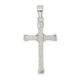 Sterling Silver Cross Pendant with Rope and Bound Bar Detail, Unisex Spiritual Jewelry