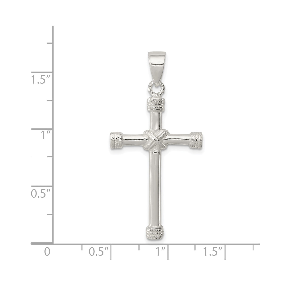 Sterling Silver Cross Pendant with Rope and Bound Bar Detail, Unisex Spiritual Jewelry