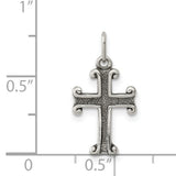 Antiqued Cross Charm Pendant in Real 925 Sterling Silver