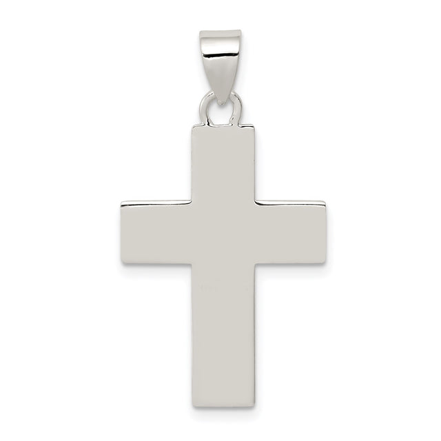 Sterling Silver Cross Pendant with Sleek Geometric Design for Men and Women