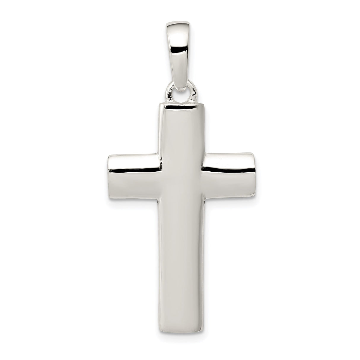 Sterling Silver Cross Pendant with High Polish Finish, Clean Symmetrical Design