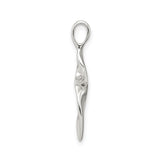 Sterling Silver Cross Pendant with Teardrop Shape and Organic Modern Design
