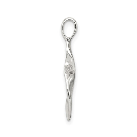 Sterling Silver Cross Pendant with Teardrop Shape and Organic Modern Design