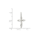 Sterling Silver Cross Pendant with Teardrop Shape and Organic Modern Design