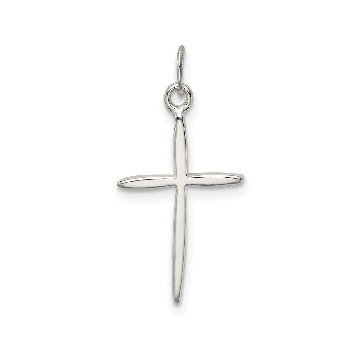 Sterling Silver Cross Pendant, Polished Minimalist Design, Unisex Religious Jewelry