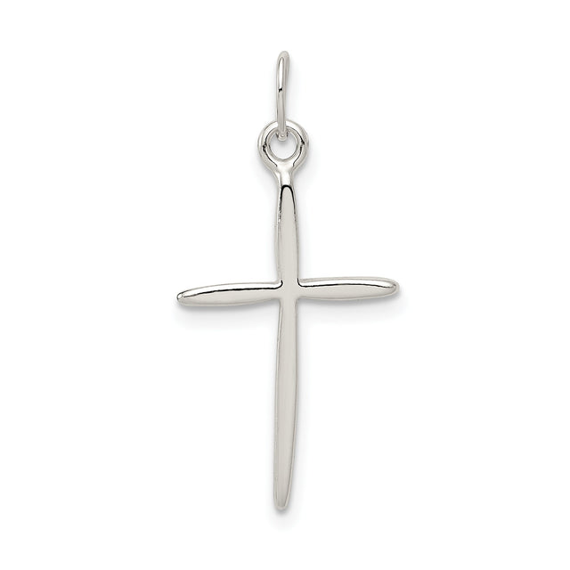 Sterling Silver Cross Pendant, Polished Minimalist Design, Unisex Religious Jewelry
