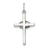 Locked Wedding Bands Antiqued Latin Cross Charm Pendant in Real 925 Sterling Silver