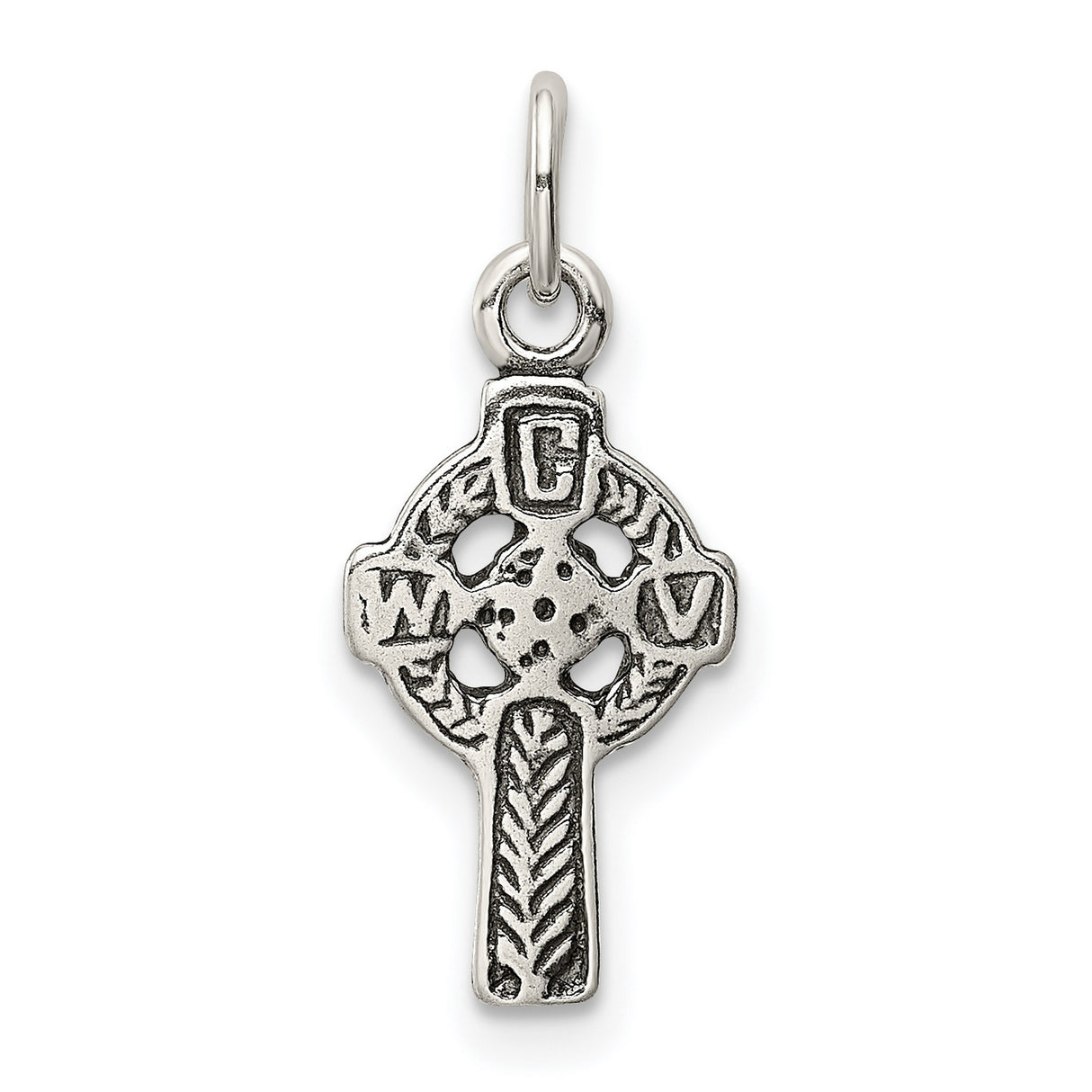 Sterling Silver Celtic Cross Pendant with Rope Motif and Spiritual Detailing