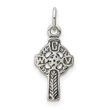 Sterling Silver Celtic Cross Pendant with Rope Motif and Spiritual Detailing