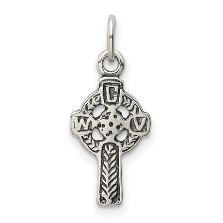 Sterling Silver Celtic Cross Pendant with Rope Motif and Spiritual Detailing