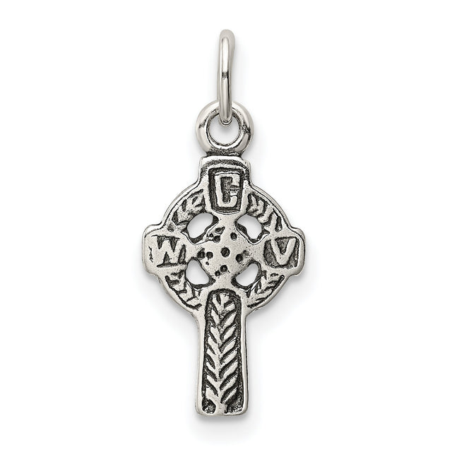 Sterling Silver Celtic Cross Pendant with Rope Motif and Spiritual Detailing
