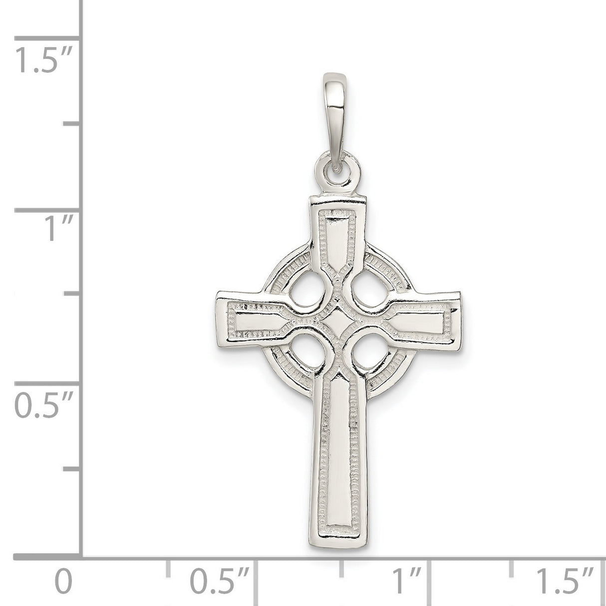 Sterling Silver Cross Pendant, Celtic Design, High Polish Religious Charm for Men and Women