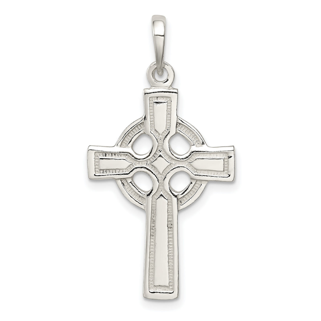 Sterling Silver Cross Pendant, Celtic Design, High Polish Religious Charm for Men and Women