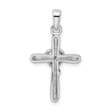Sterling Silver Cross Pendant with Cubic Zirconia, Open Heart Design, Modern Faith Jewelry