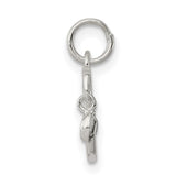 CZ Polished Dove Charm Pendant in Real 925 Sterling Silver