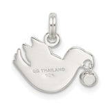CZ Polished Dove Charm Pendant in Real 925 Sterling Silver