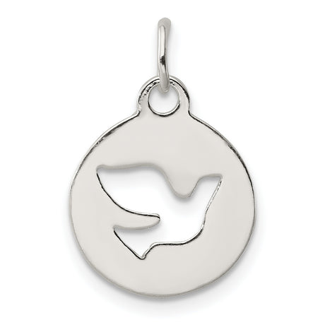 Sterling Silver Dove Pendant with Cutout Holy Spirit Design, Christian Symbol of Faith and Peace