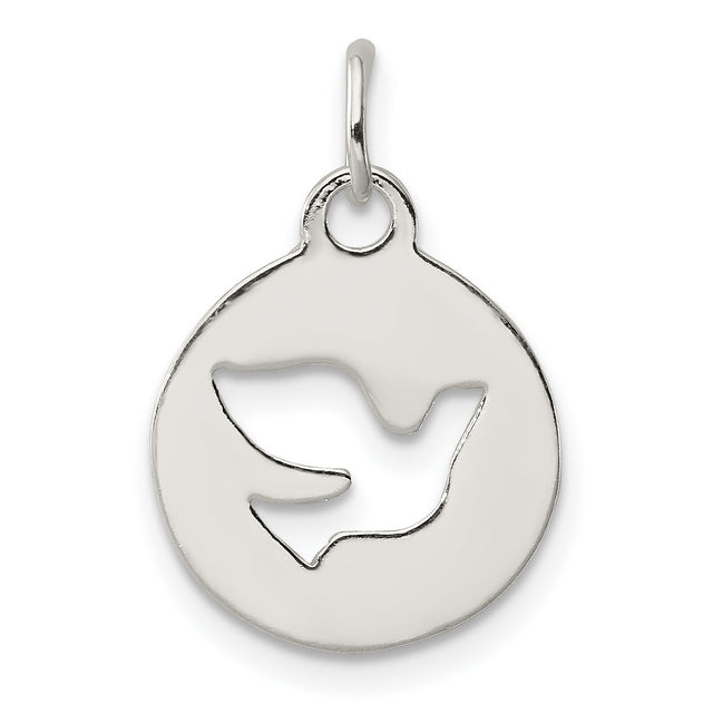 Sterling Silver Dove Pendant with Cutout Holy Spirit Design, Christian Symbol of Faith and Peace