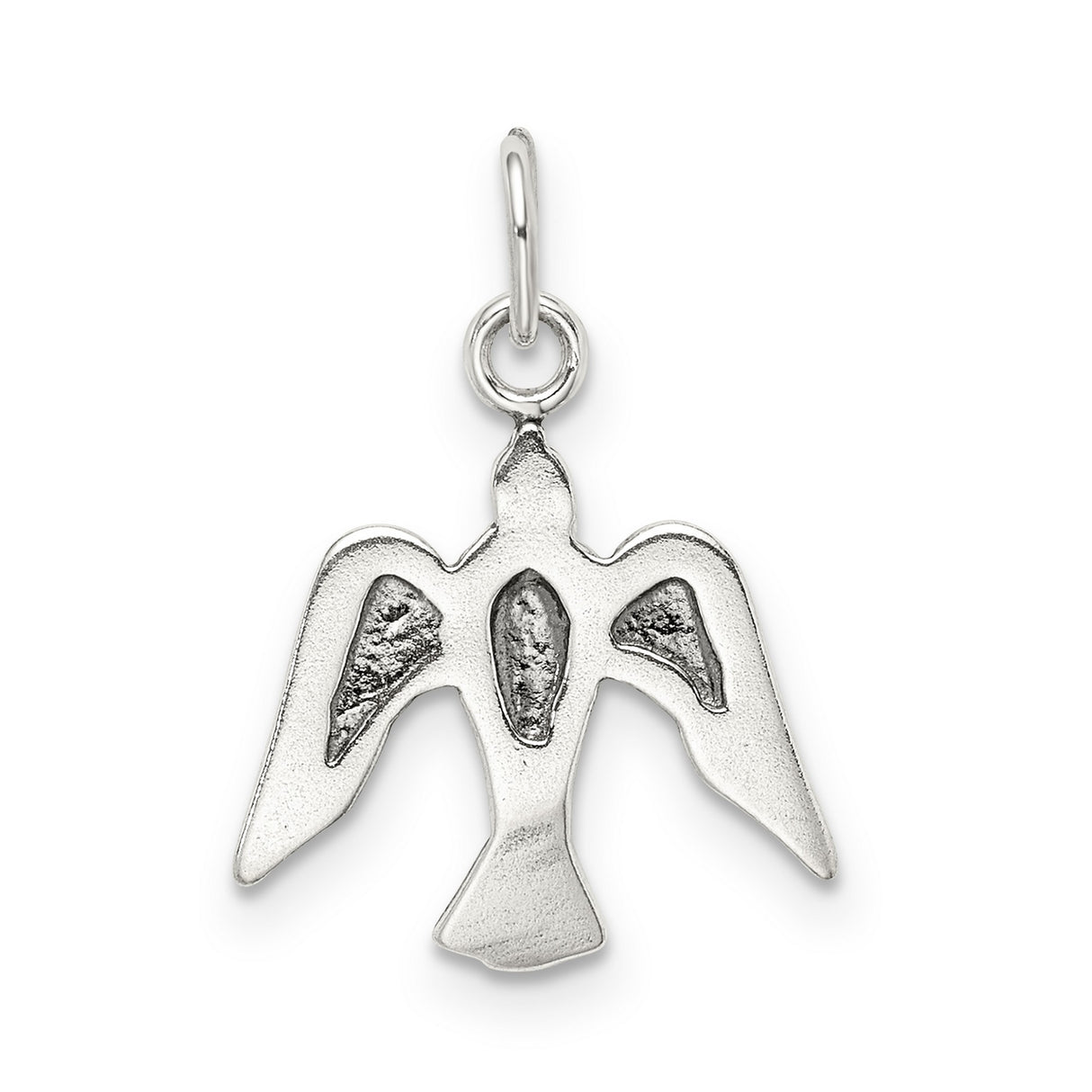 Sterling Silver Dove Pendant with Open Wings, Christian Symbol of Peace and Hope