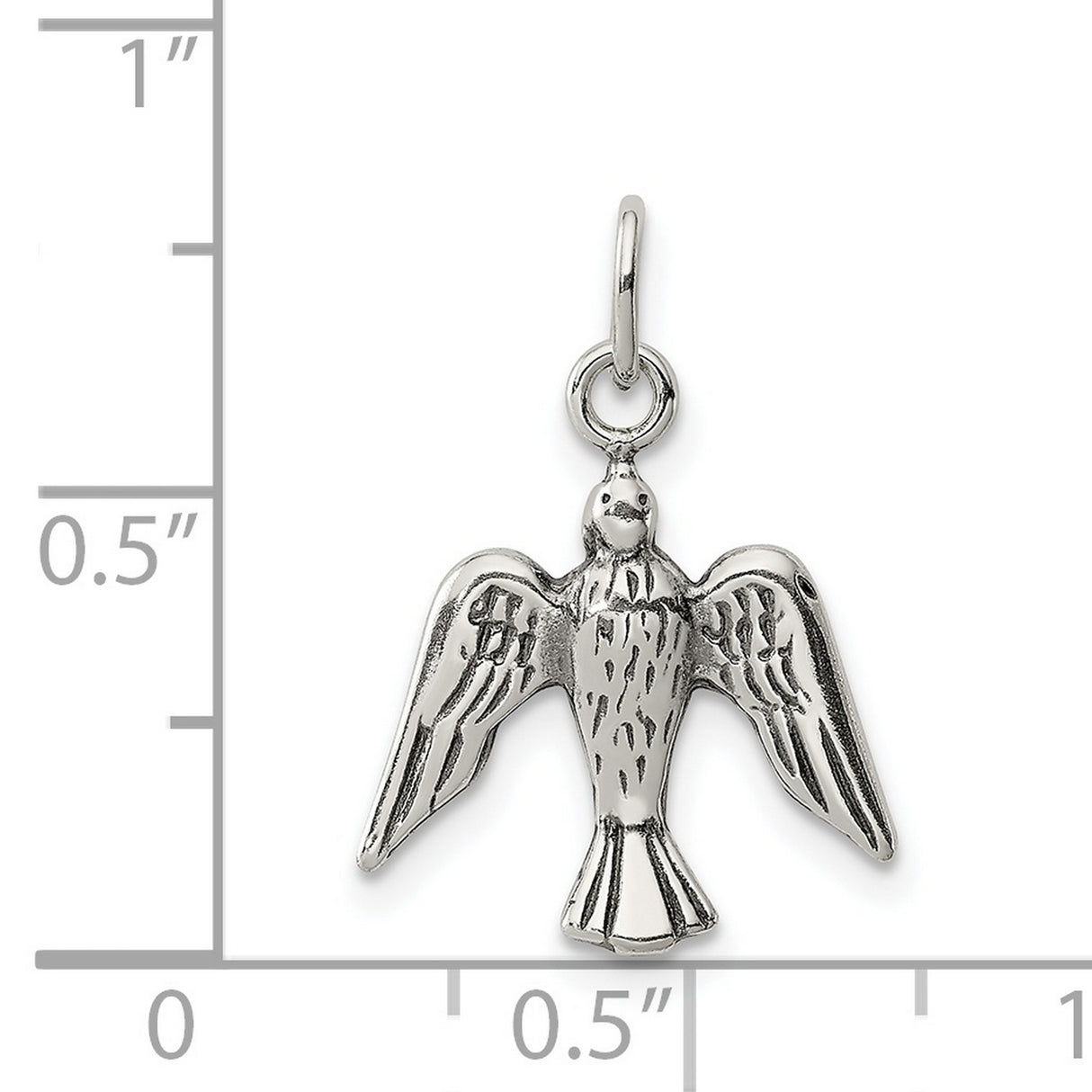 Sterling Silver Dove Pendant with Open Wings, Christian Symbol of Peace and Hope