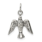 Sterling Silver Dove Pendant with Open Wings, Christian Symbol of Peace and Hope