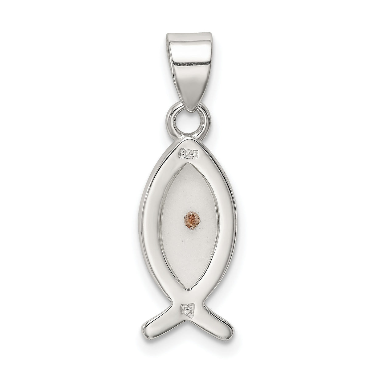 Ichthus Fish With Yellow Mustard Seed Charm Pendant in Real 925 Sterling Silver