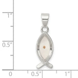 Ichthus Fish With Yellow Mustard Seed Charm Pendant in Real 925 Sterling Silver