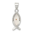 Ichthus Fish With Yellow Mustard Seed Charm Pendant in Real 925 Sterling Silver