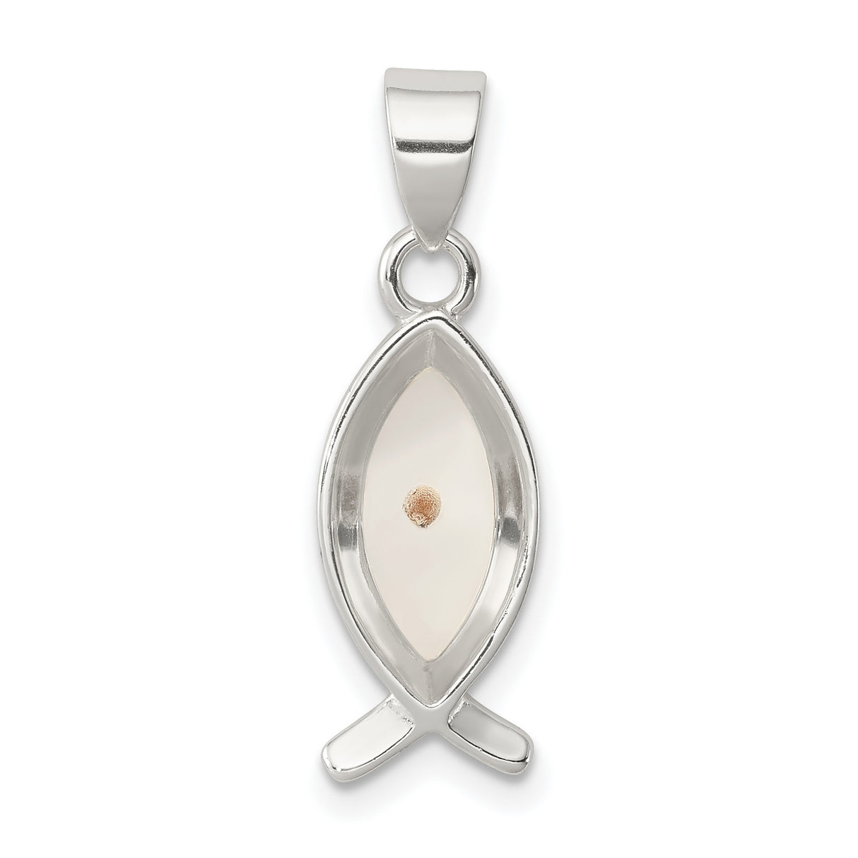 Ichthus Fish With Yellow Mustard Seed Charm Pendant in Real 925 Sterling Silver
