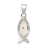 Ichthus Fish With Yellow Mustard Seed Charm Pendant in Real 925 Sterling Silver
