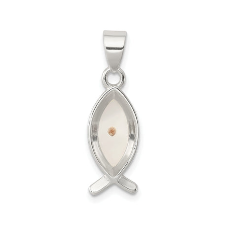 Sterling Silver Ichthys Pendant with Real Mustard Seed, Christian Faith Jewelry for Women or Unisex Wear