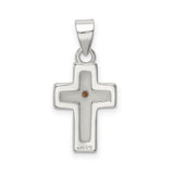 Enameled with Mustard Seed Cross Charm Pendant in Real 925 Sterling Silver