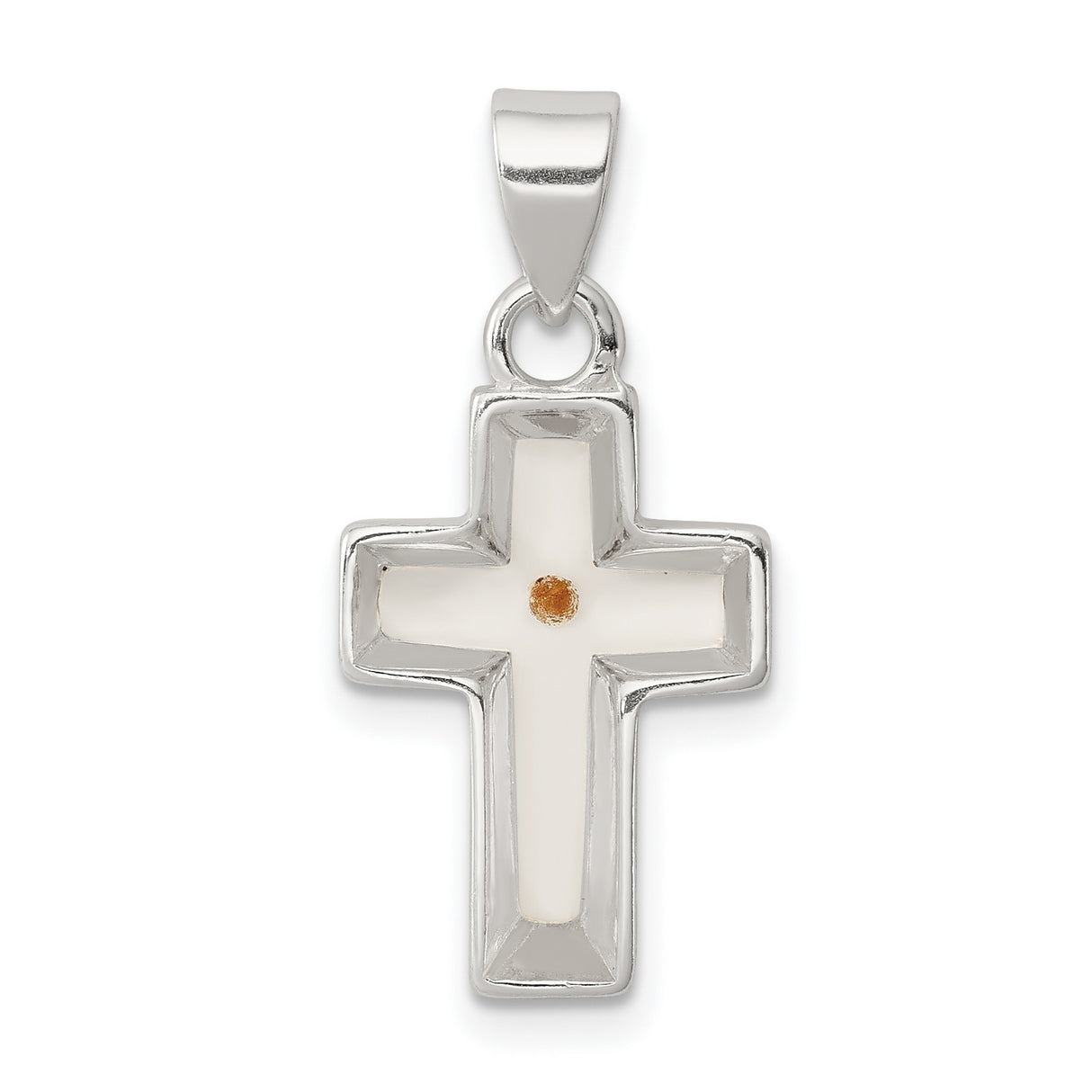 Enameled with Mustard Seed Cross Charm Pendant in Real 925 Sterling Silver