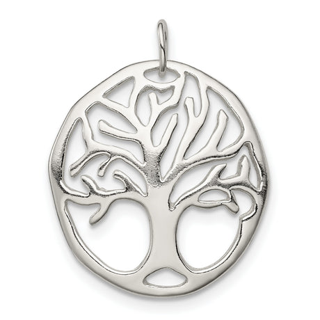 Sterling Silver Tree of Life Pendant with Openwork Round Design, Celtic Roots and Branches