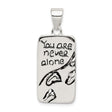 Sterling Silver Footprints Pendant, Rectangular Inspirational Christian Charm for Men or Women