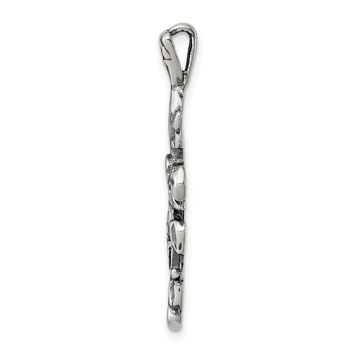 Sterling Silver Floral Antique Cross Pendant with Botanical Design for Men and Women