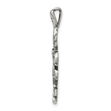 Sterling Silver Floral Antique Cross Pendant with Botanical Design for Men and Women