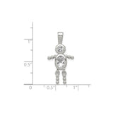 Sterling Silver Figure Pendant with Synthetic Birthstone and Clear Glass Accents, Family Theme Charm